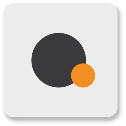 big black dot and a small orange dot
