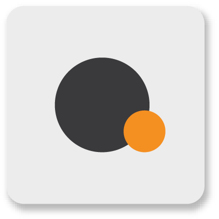 Big black dot and a small orange dot