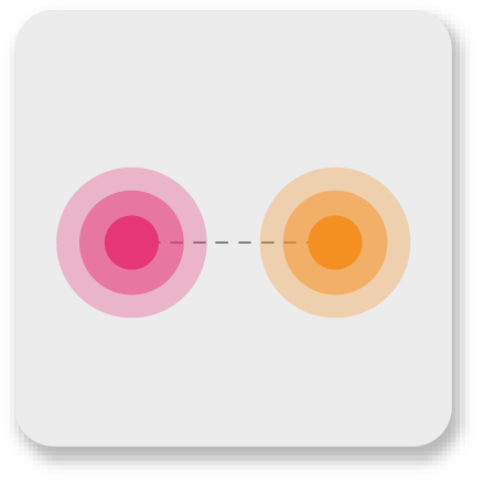 pink and orange dots side by side