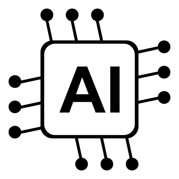 AI icon with squares and lines representing neural networks
