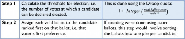 The first two steps of the voting process